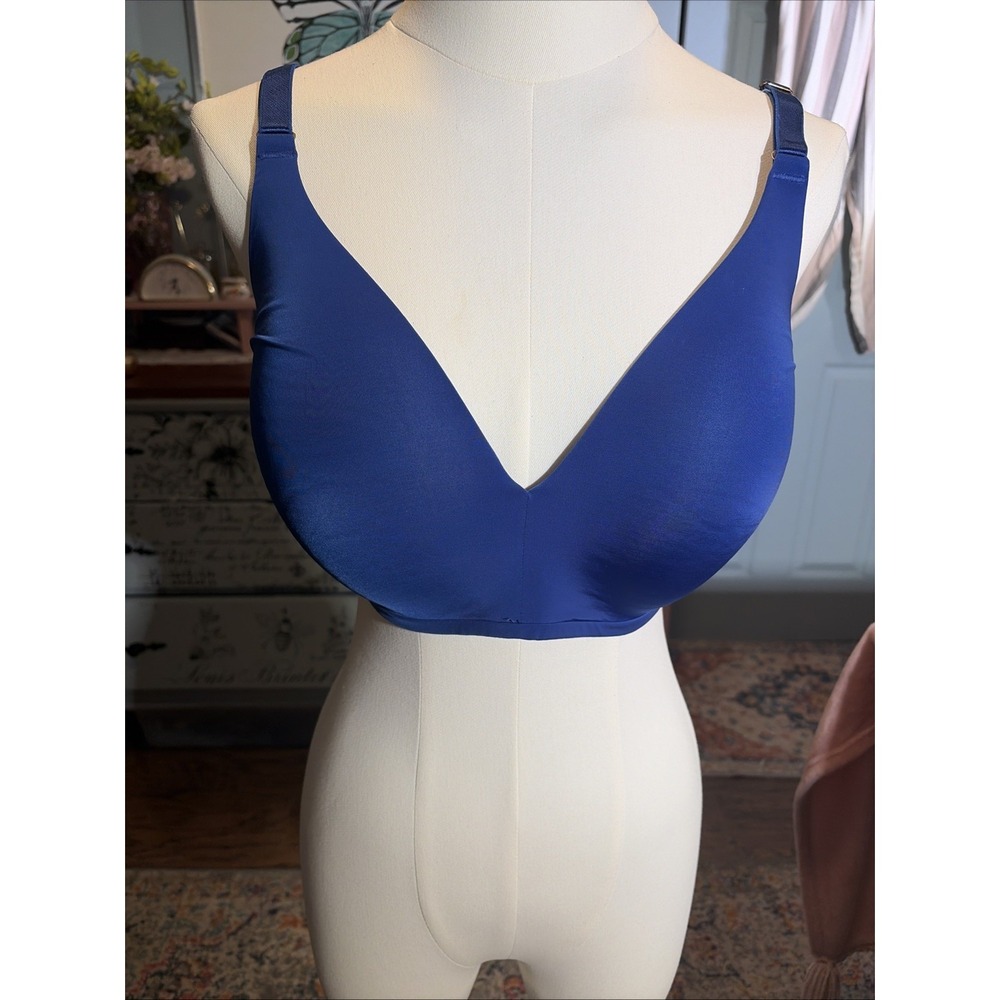 Soma Vanishing Back Wireless Lined T-Shirt Satin Bra In Majesty Blue Size 38D